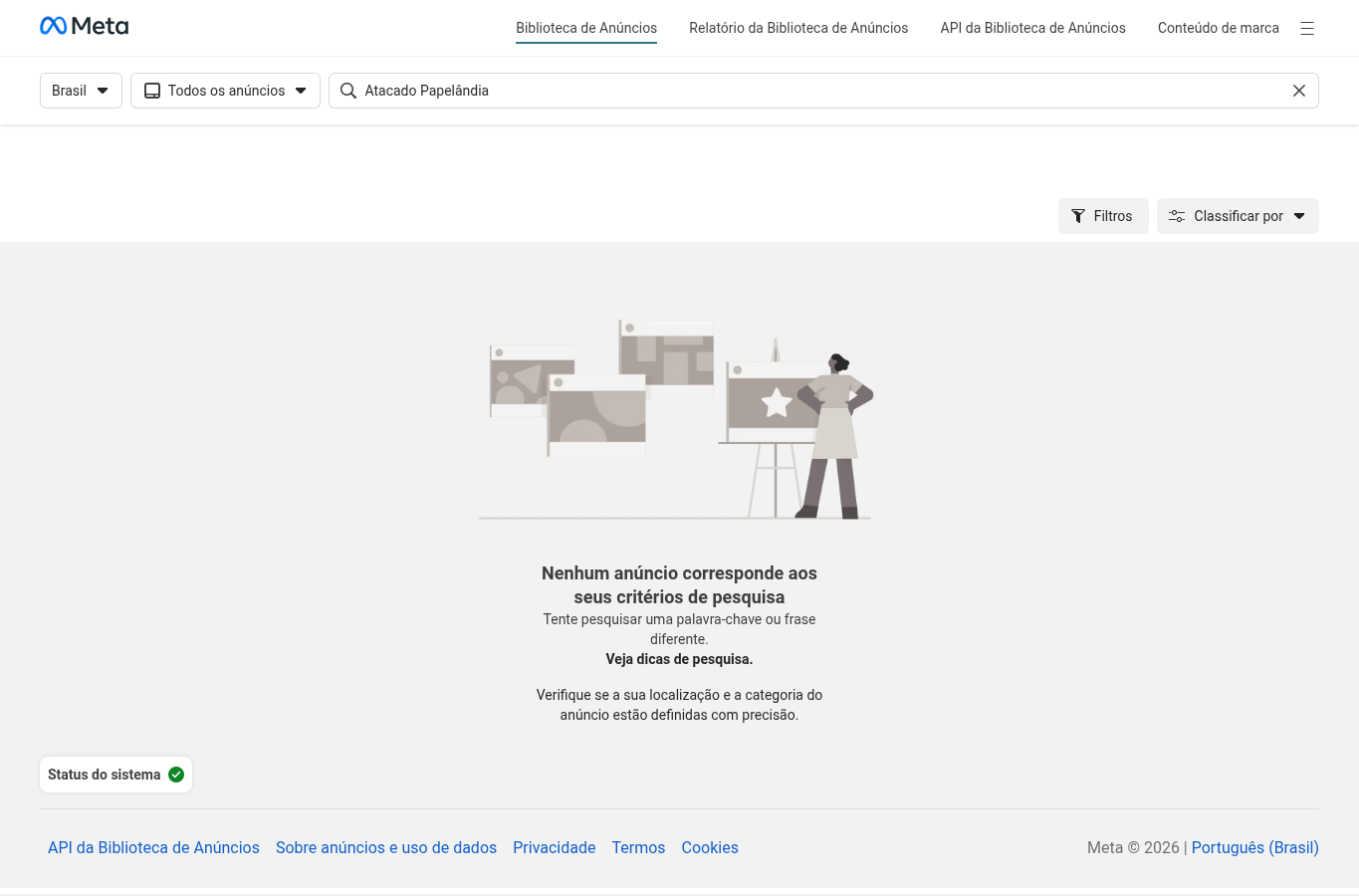 Consulta Meta Ads Library - Atacado Papelândia